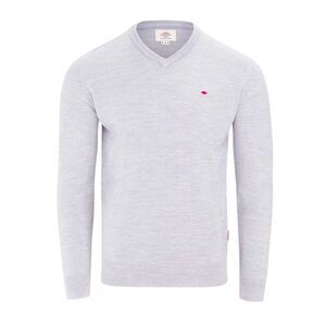 Lee Cooper Mens Embroidered Logo Acrylic V Neck Long-Sleeved Sweater / Light Gre